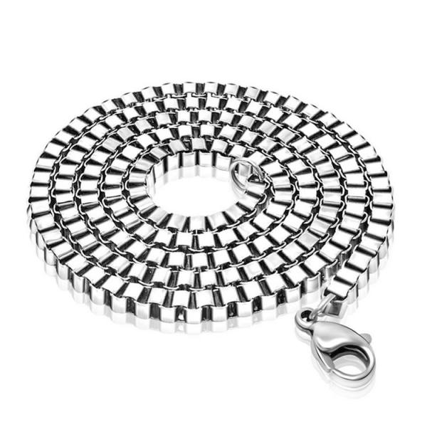Men's 925 Silver Plated Titanium Stainless Steel Box Chain Necklace (CE496)