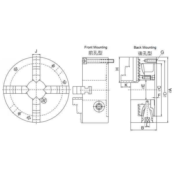 PS 4-JAW SCROLL CHUCKS