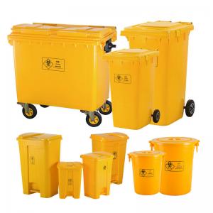 Quality Hospital dustbin biohazard wheelie bin Plastic Products Hdpe Hazardous Waste Containers Biohazard Trash Bins wholesale