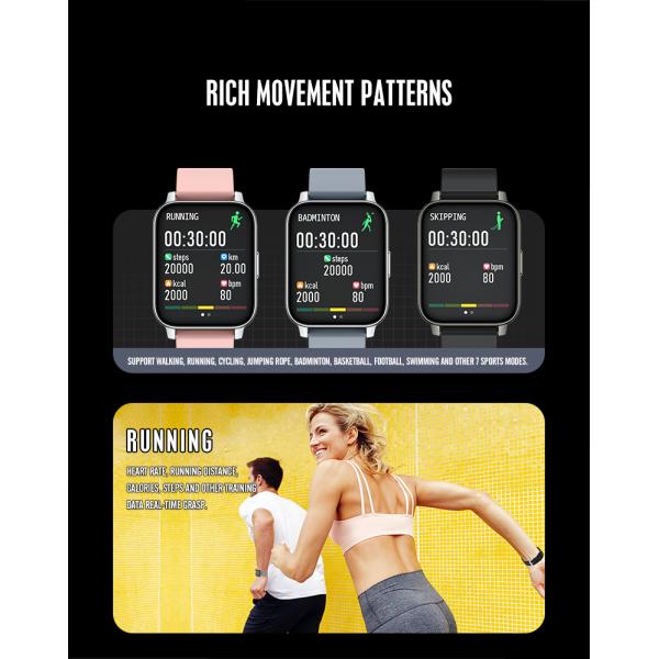 Silica Strap P36 Metal Body Sport Smart Bracelet 1.28 Inch HD Screen