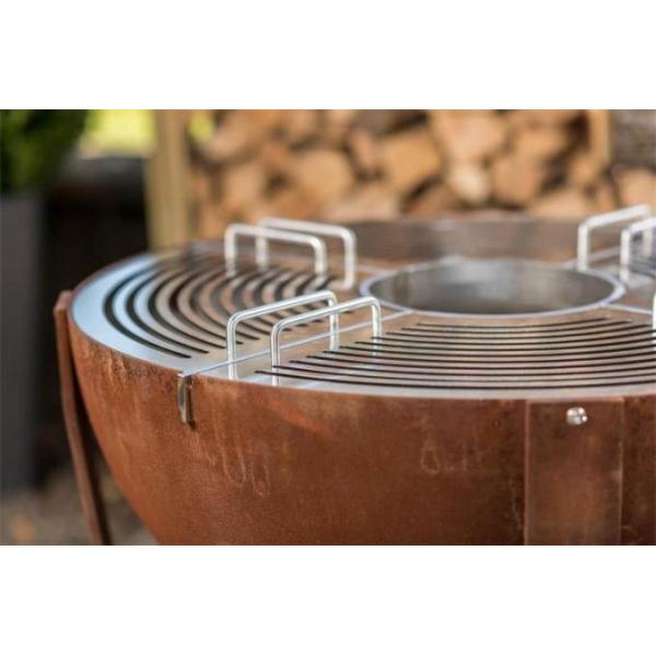 Large Semi Sphere Corten Steel Fire Bowl Camping Plancha Grill