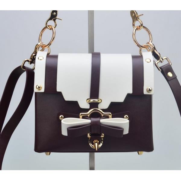 Bow hit the color stitching Korean pu shoulder bag with a clasp women's shoulder bag
