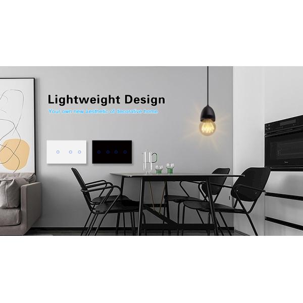 4 Gang Touch Light Switch White Black Grey Gold Smart Wall Switch