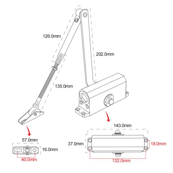 DC35 Door Closer Zinc Alloy Material Electric Door Closer , Automatic Door Opener 25 - 45KG