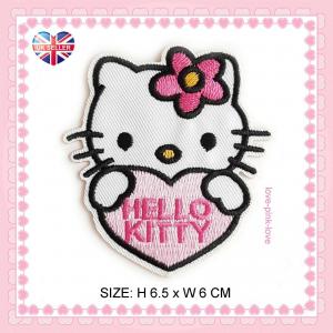 Quality Hello Kitty Heart Full Embroidered Applique Iron Sew On Patch Badge wholesale