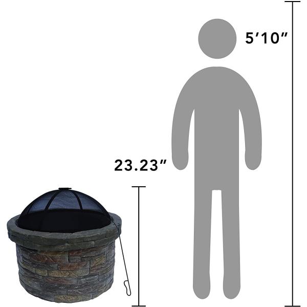 Concrete Round Brazier Charcoal Barbecue Pit For Outdoor Patio Garden Backyard