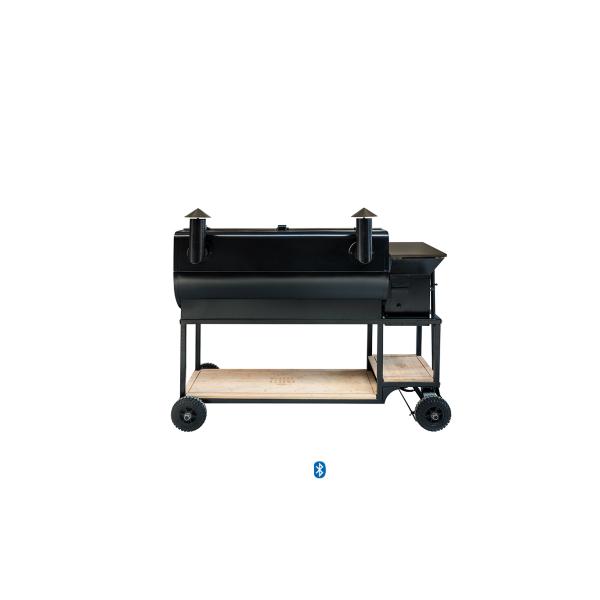 Large Black Wood Pellet Barbecue Grills Steel Structure Restaurant Outdoor Use