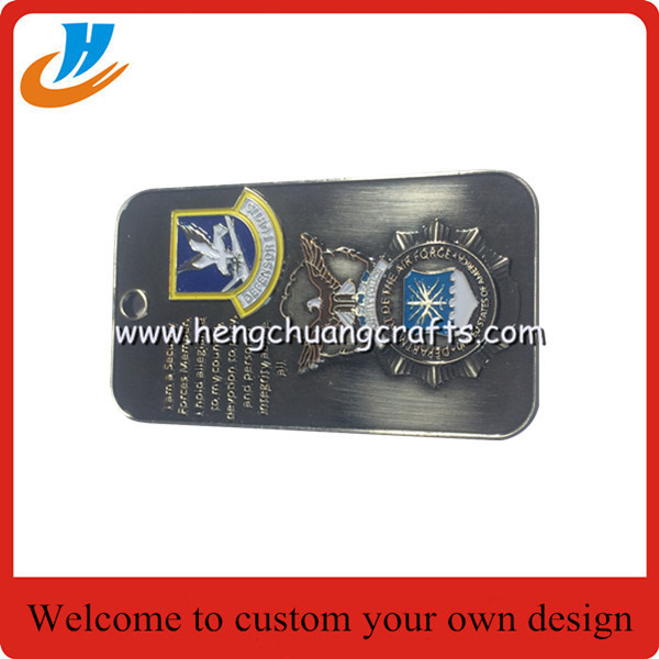 Dog tag medal coins/soft enamel process metal challenge coin high quality custom