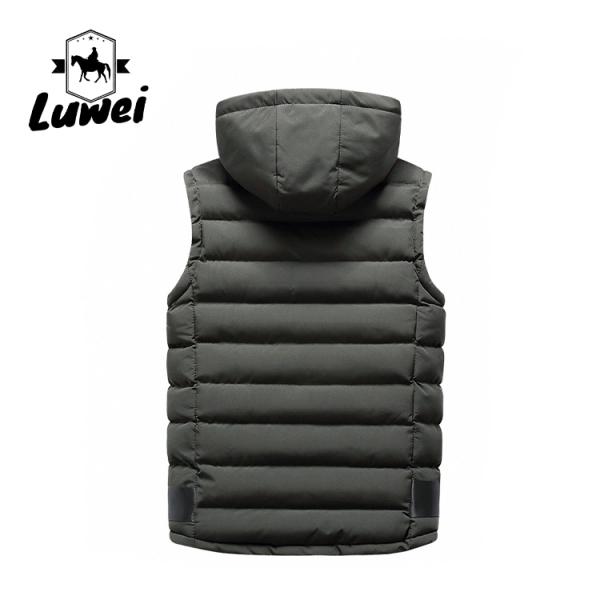 Cotton Padded Cold Weather Vest Regular Stand Collar Waistcoat With Hooded