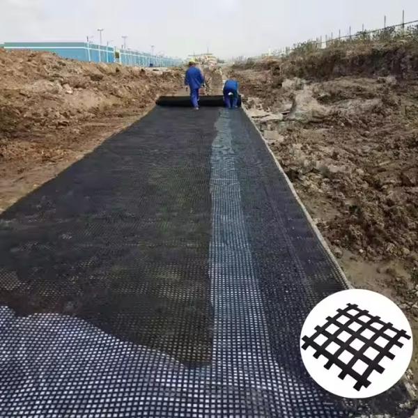 300-50 KN/m Reinforce Polyester Uniaxial Geogrid Dam And Slope River Bank Embankment Stabilization