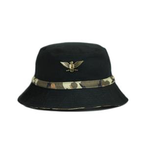 Quality Fashion Style Fishing Sun Bucket Caps Black Decorative Camo Belt Metal Logo wholesale
