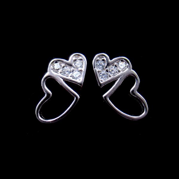 Cheap Modern Heart Shaped Earrings , Beautiful Sterling Silver Stud Earrings for sale