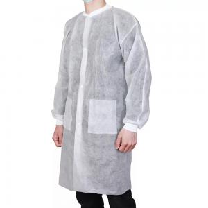 China PP Non Woven Laboratory Coat Polypropylene Women Disposable Lab Coats on sale