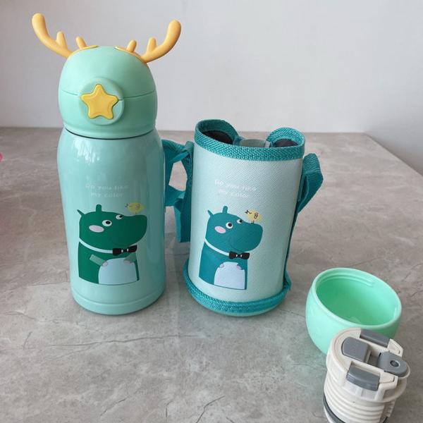 OEM/ODM Acceptable 500ml 16oz Kids Water Bottle With Straw Thermos BPA Free Vacuum Insulated Leak-Proof Perfect For Girls Boys Sports