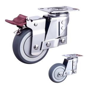 Quality TPR 5 Inch Locking Swivel Casters , 120kg Capacity Small Spring Loaded Casters wholesale