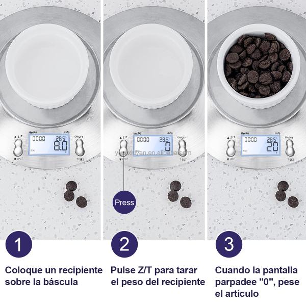 Stainless Steel Digital Kitchen Scale High Accuracy 5kg/1g with Removable Knead Dough Bowl and Room Timer Battery Powered