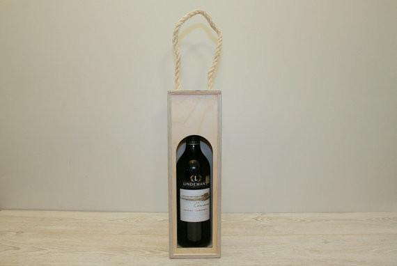 HOT SALE Wooden Wine Bottle Box / Wine Displaying Box / Plywood wine Box with sisal handle
