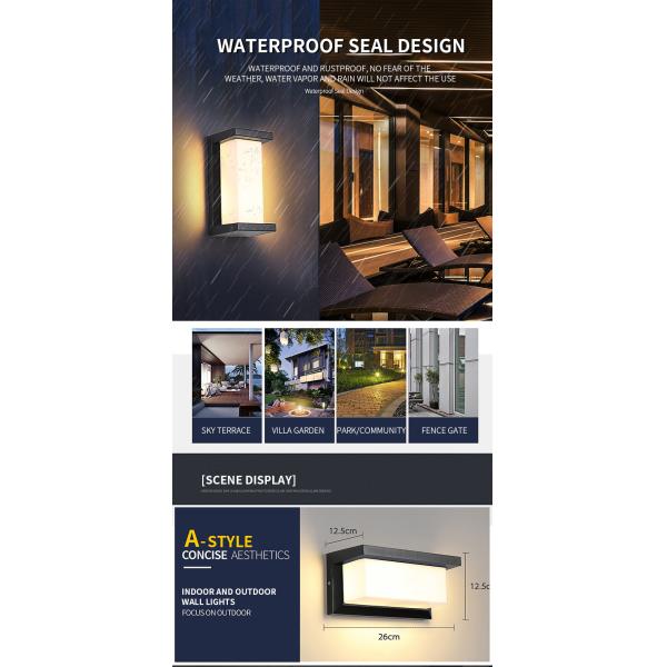 Wall Lamp 16*16*10cm Ac85-265v Sand Black 3000k/6000k Aluminum + Acrylic