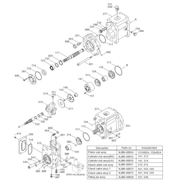 Excavator hydraulic spare parts K5V140DTP-9C17 hydraulic pump assembly R305-7/9 main pump accessories 31Q8-10030