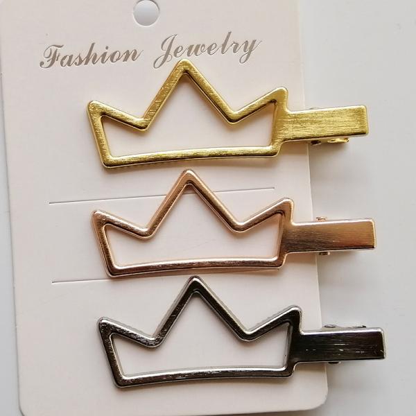 Metal Crown Hair Clip Pin Set Accessories Girl 7x2.5cm