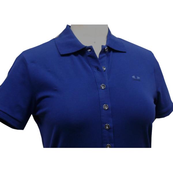 Solid Color Womens Uniform Polo Shirts , Women'S Short Sleeve Button Down Collar Shirts