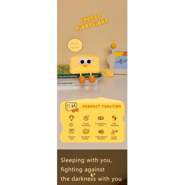 China Factory Modern Design USB Rechargeable Silicone Baby Night Light Lamp Smart Home Lighting With A Cheese DesignFor Girls Bedroom