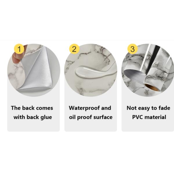Wallpapers Marble PVC Film Kitchen Cabinet Wallpaper Waterproof Self Adhesive Wall Coating for Counter Top Marble