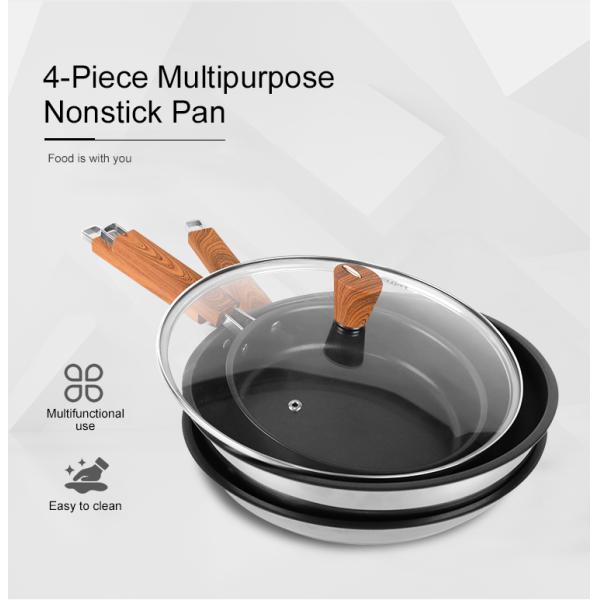 Good Quality 4 pieces Stainless Steel Pot And Pans Cooking Set Non Stick Xylan Plus Cookware Set