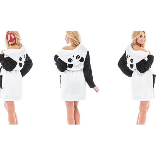 Panda Soft Bathrobe With Hood Women Men Nightgown Home Clothes Warm Bath Robes Dressing Gowns