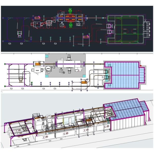 40m*13m*6m Workshop Electrostatic Powder Coating Line Metal Powder Coating Machine