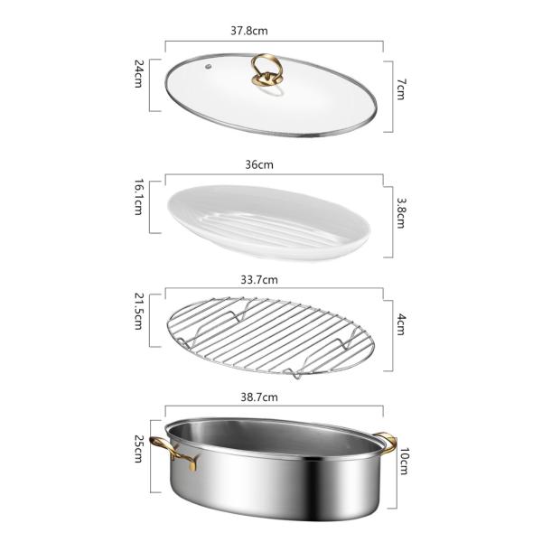 Multi Purpose Cooking Stainless Steel Fish Steamer Thickened