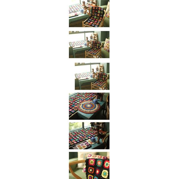 Y-F 90*40 Black Daisy Hippy Flower Crochet Dining Bench Chair Pads Sofa Seat Cushion Cover Granny Blanket