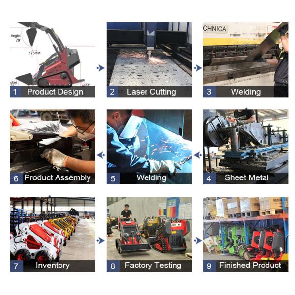 Walk Behind Crawler Mini Skid Steer Loader with Rubber Tracks and 380 Kg Bucket Capacity