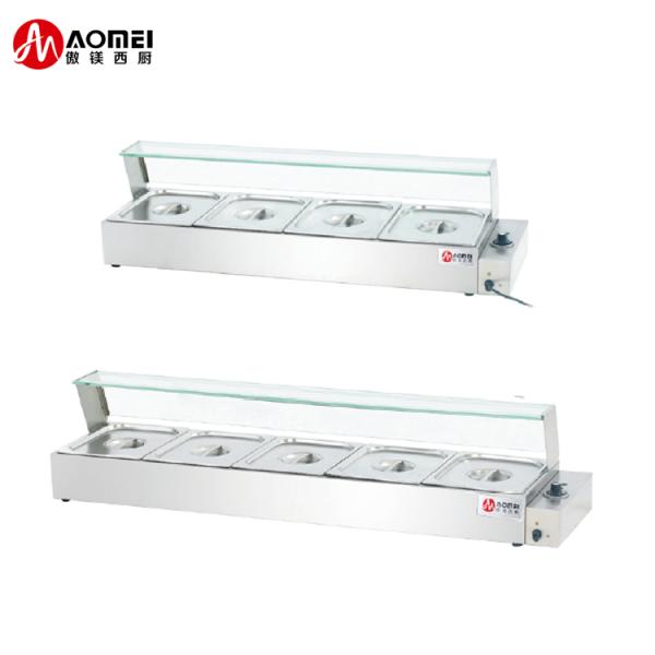 Hotel Buffet Food Equipment Stainless Steel Glass Cover Electric Bain Marie for Food