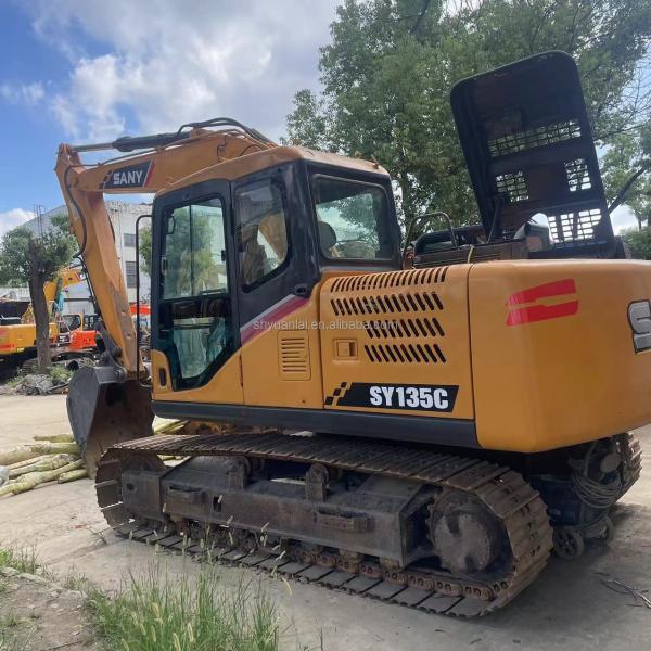Low price sale of original hydraulic track type Sany SY135 second-hand excavator and hook machine