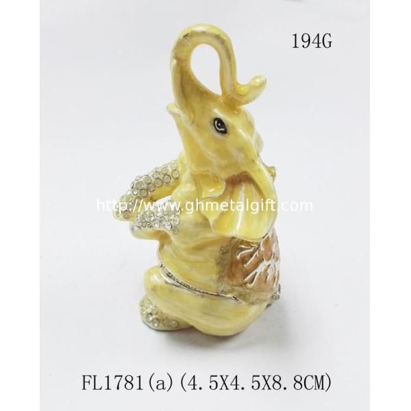 Elephant trinket jewelry box, petwer metal jewelry box elephant decoration gifts box
