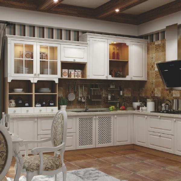 Classical kitchen cabinet with wooden finish and elegant design