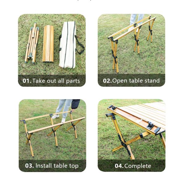 Camping table in use