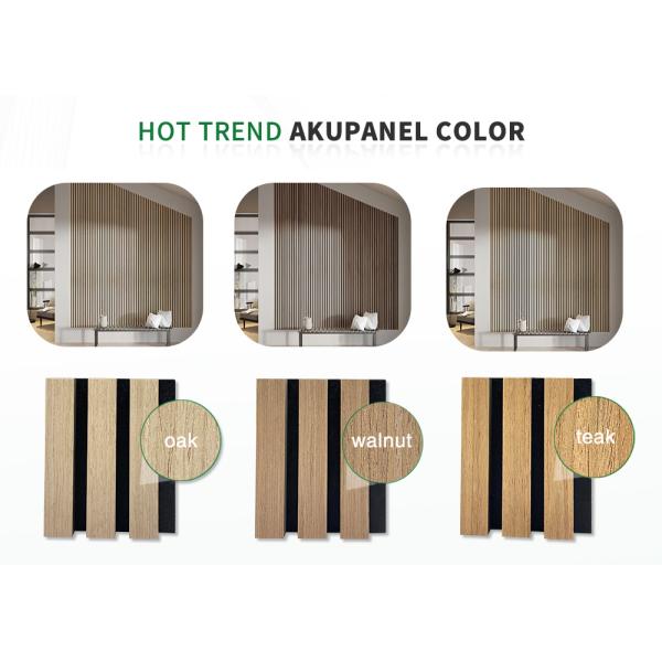 Polyester Thickness 9mm/12mm Akupanel Wood Acoustic Slat Wall Panel for Apartments
