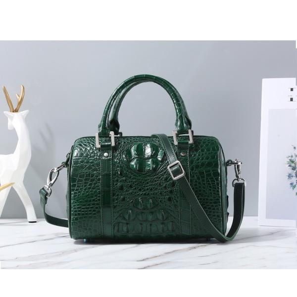 Fashion Lady Purse Genuine Crocodile Leather Women's Small Boston Bag Exotic Real Alligator Skin Female Zipper Handbag