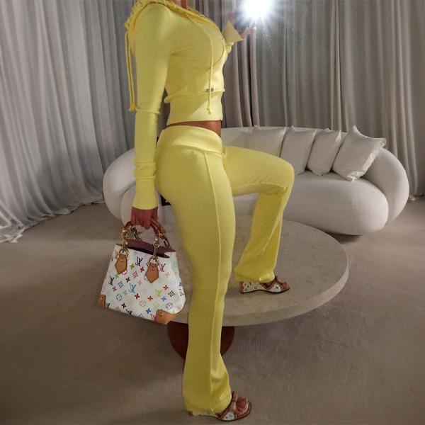 Plain Custom Manufacturer Sweatsuit Acid Wash Distressed Zip up Cropped Hoodie and Stack Sweatpants Outfits Set Women Tracksuit