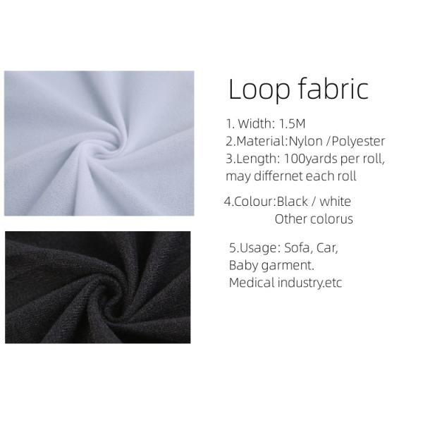 Breathable and soft extra thin Loop fabric wide Hook and Loop tape in black and white color