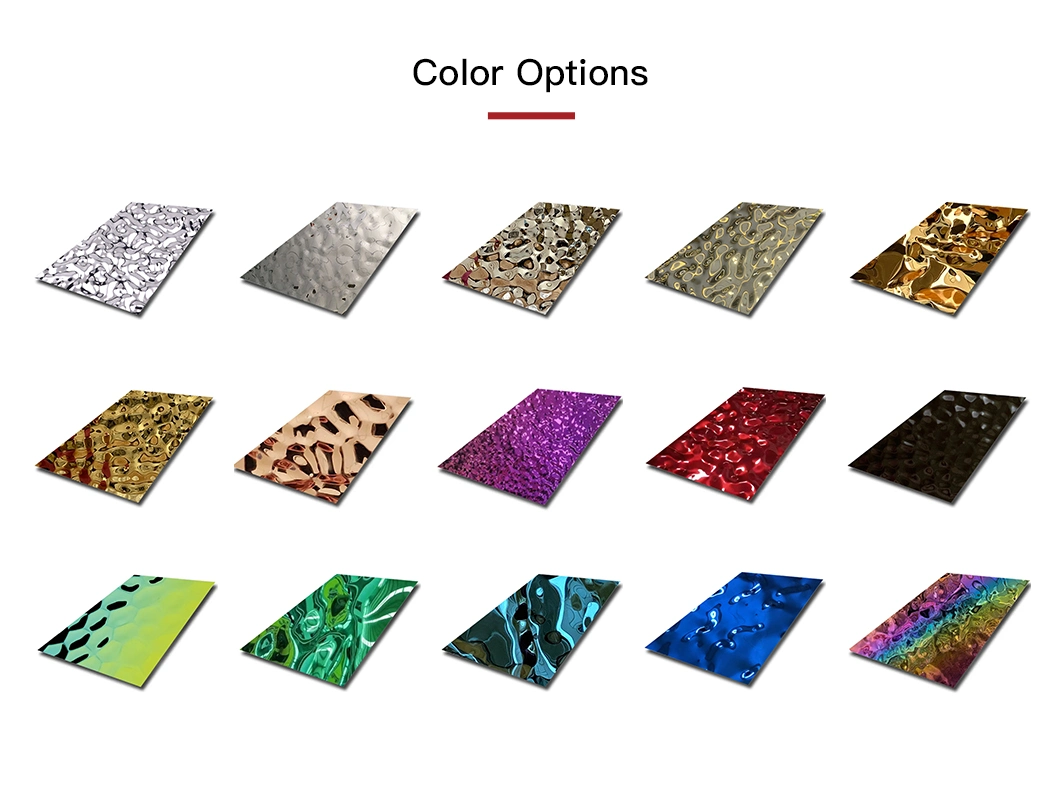 304 4X8FT Size Middle Wave PVD Sky Blue Color Coated Water Ripple Stainless Steel Sheet for Indoor Swimming Pool Ceiling Decoration