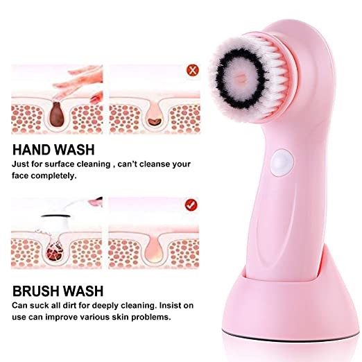 Facial Cleansing Brush,USB Rechargeable Facial Brush,Electric Rotating Face Scrubbing, 3 in 1 Brush Heads