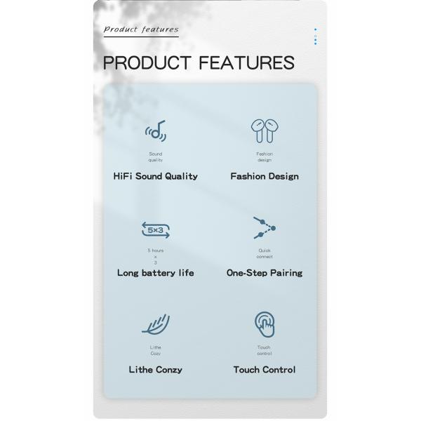 AD6973A4 TWS Bluetooth Earphone 5hrs Noise Cancelling Wireless Earbuds For Workout