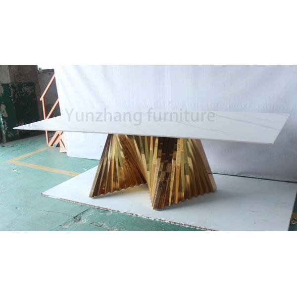 Luxury Modern Tempered Glass Top Dining Table With Durable Metal Base