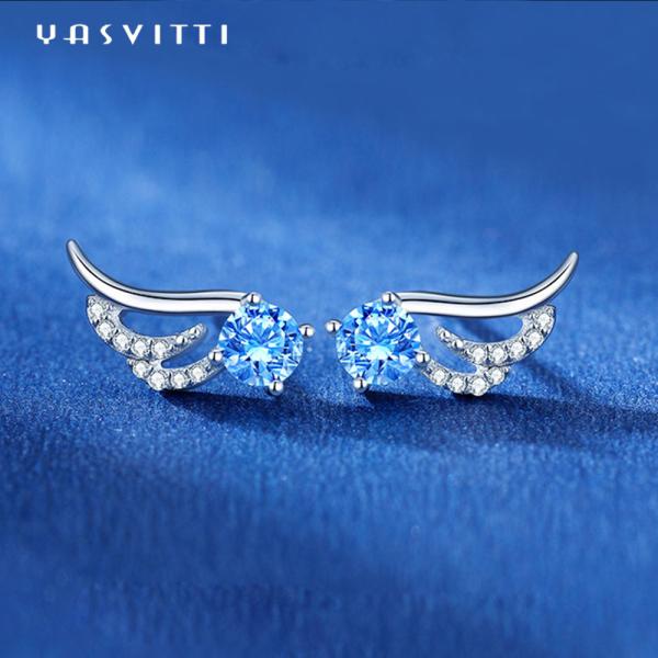 Simple Angel Wings Blue Butterfly Cute Minimalist Trend Jewelry Stud Earrings