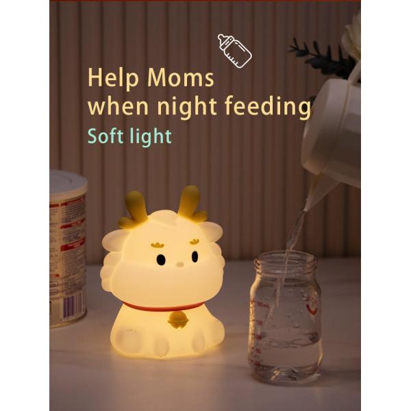 LED USB Rechargeable Dimming Dragon Touch Cartoon Cute Bedroom Decor Silicone Baby Loong Table Lamp Night Light