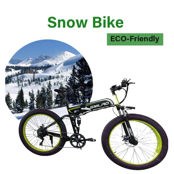 Folding Electric Snow Bike , 26 Inch Electric Fat Tire Mountain Bike Aluminum