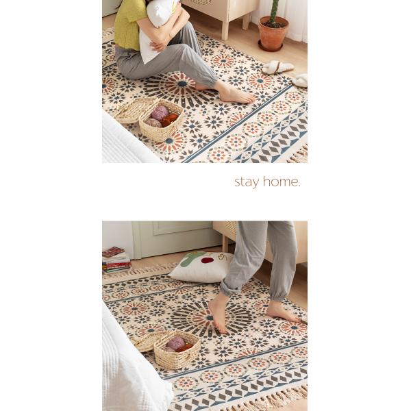 Y-Z Simple Linen Tassel Woven Cotton Mat Nordic Boho Style Turkish Living Room Home Floor Carpets and Rugs